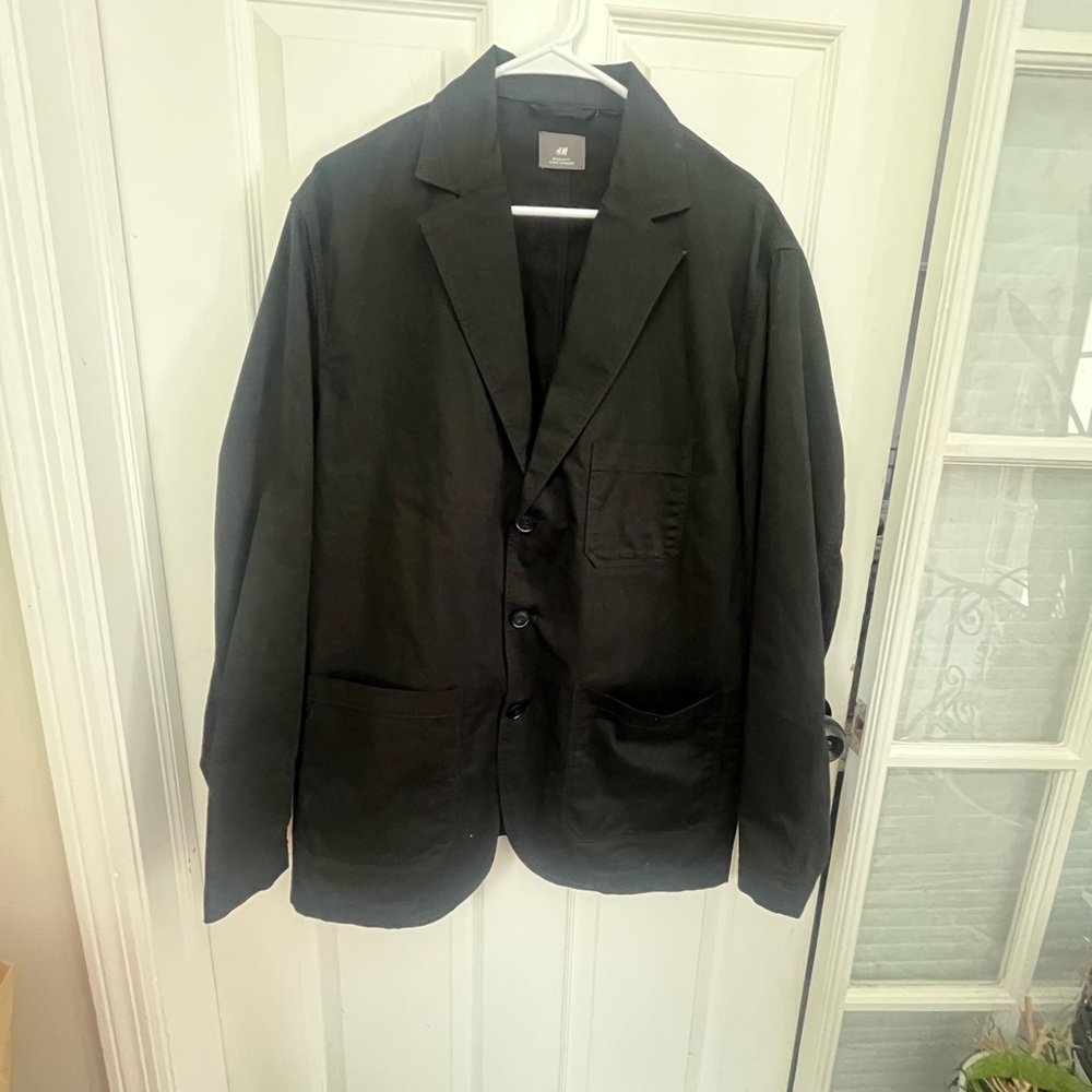 H&M Men’s Classic Black Regular Fit Blazer - Coupe Standard - Size 46R